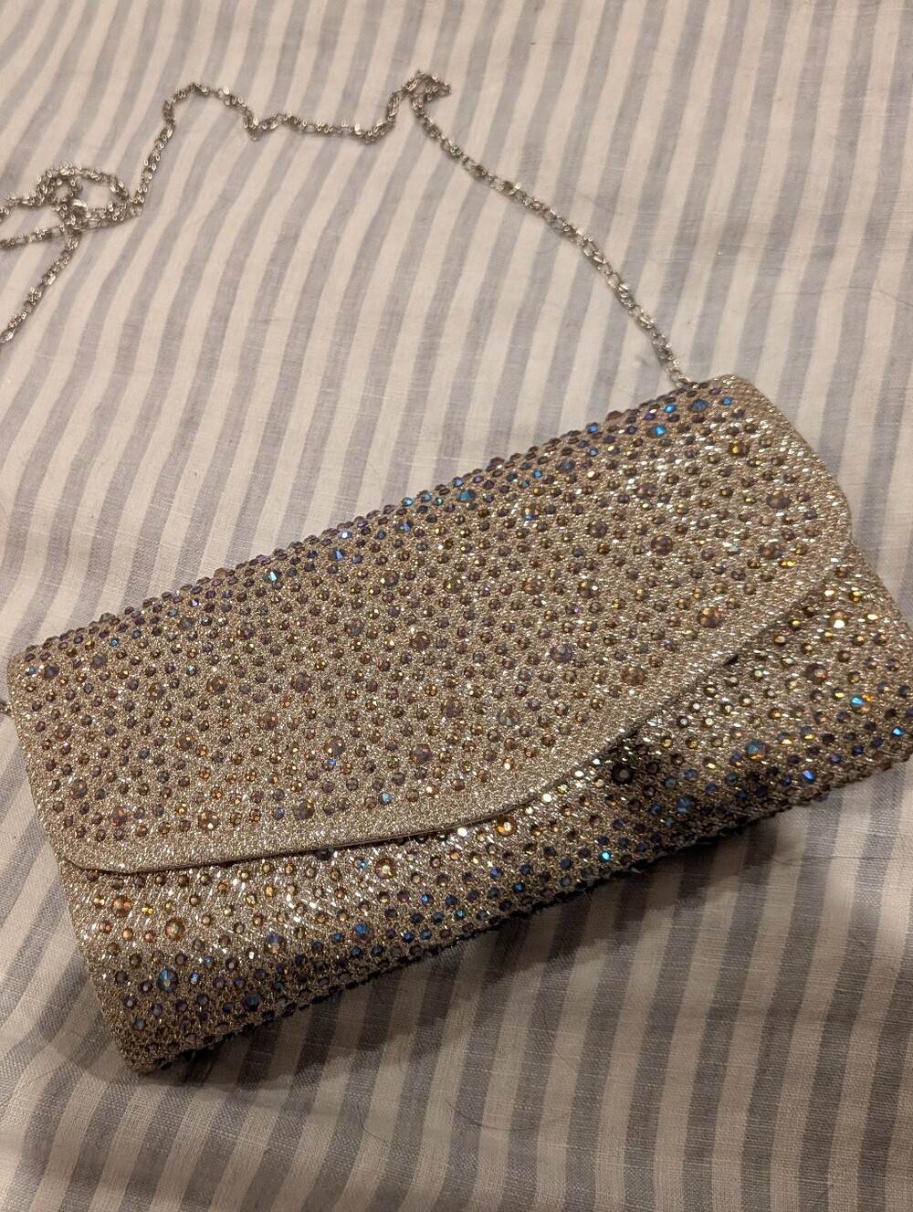 Crystal Embellished Champagne Evening Clutch